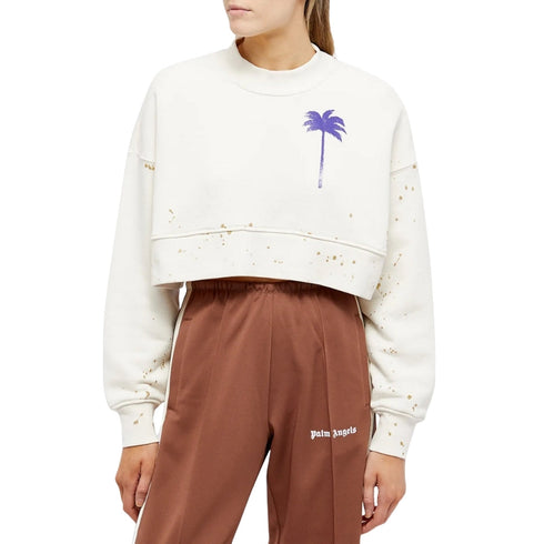 Palm Angels Pxp Painted Cropped Crewneck Butter L