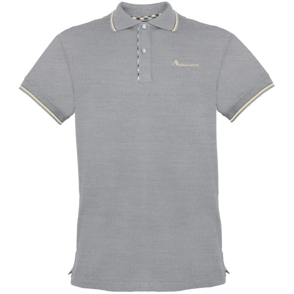 Aquascutum Tipped Collar Grey Polo Shirt 1