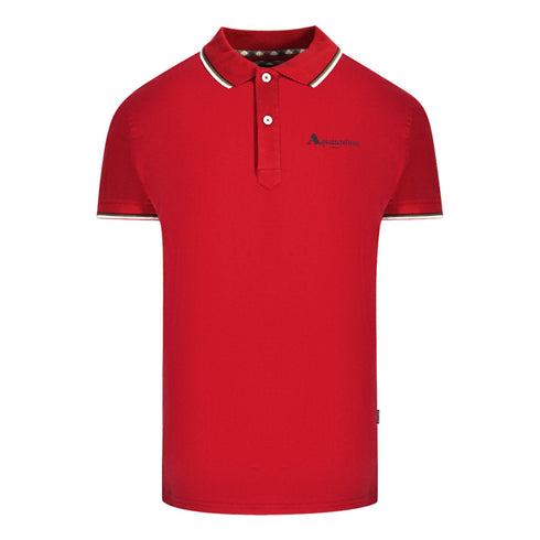 Aquascutum London Tipped Red Polo Shirt QMP051