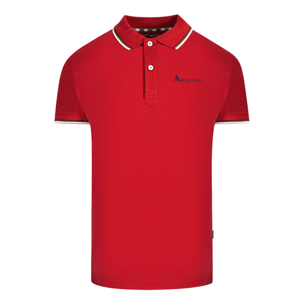 Aquascutum London Tipped Red Polo Shirt QMP051
