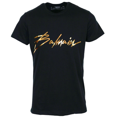 Balmain Signature Logo Black T Shirt