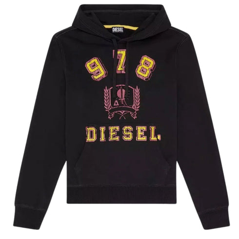 DIESEL S-GINN-HOOD-E5 9XX BLACK HOODED JUMPER MALE L