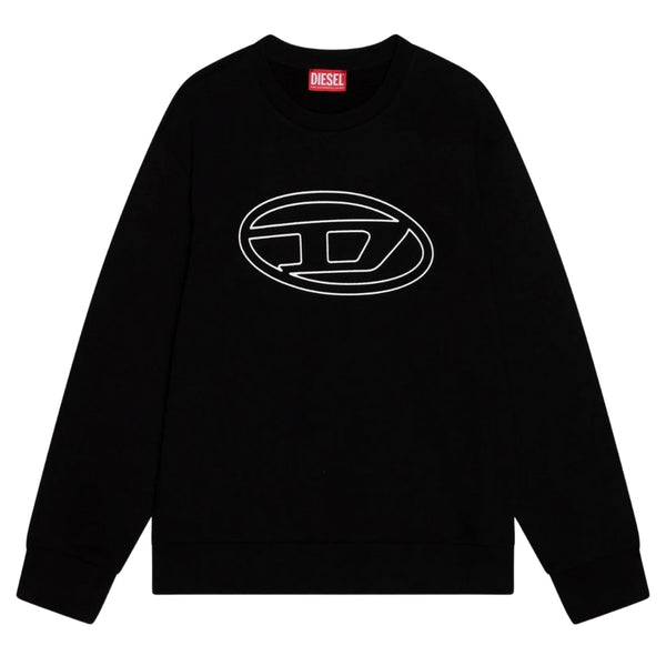 Diesel Double Destroyed Logo Black Sweatshirt M