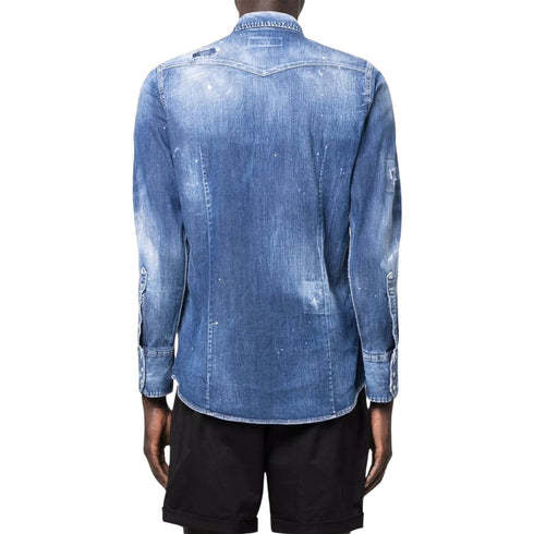 DSQUARED2 S71DM0540 S30341 470 NAVY BLUE SHIRT Mens 50