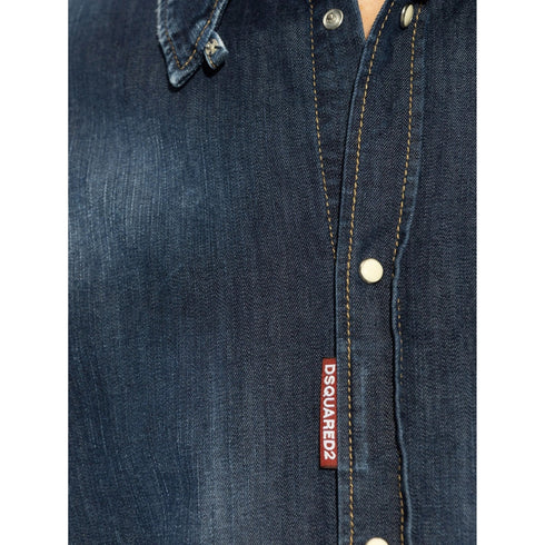 Dsquared2 Dark Wash Tab Shirt Navy Blue W30