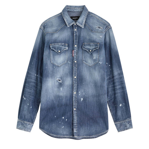 Dsquared2 Cool Guy Western Shirt Navy Blue W34