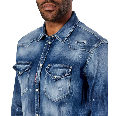 Dsquared2 Cool Guy Western Shirt Navy Blue W34
