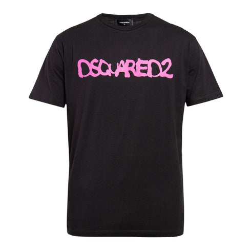Dsquared2 Cool Fit Scribble Spray Logo Black T-Shirt XS