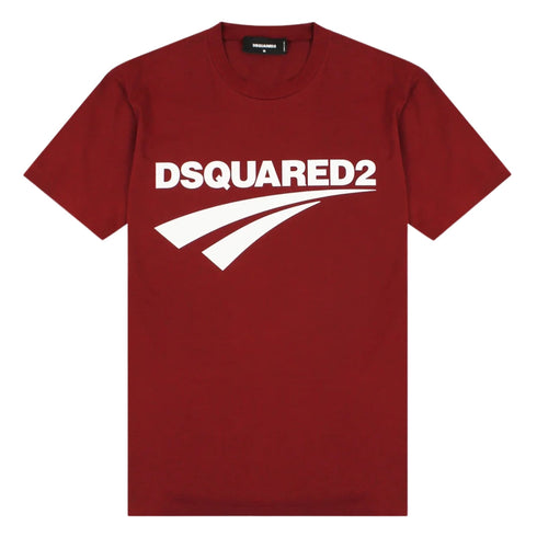 Dsquared2 Cigarette Fit Brand Logo Burgundy T-Shirt M