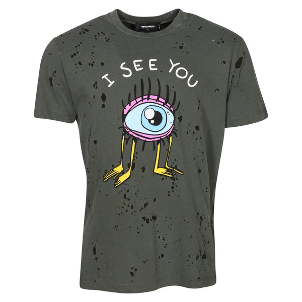 Dsquared2 I See You Logo Military Green T-Shirt M