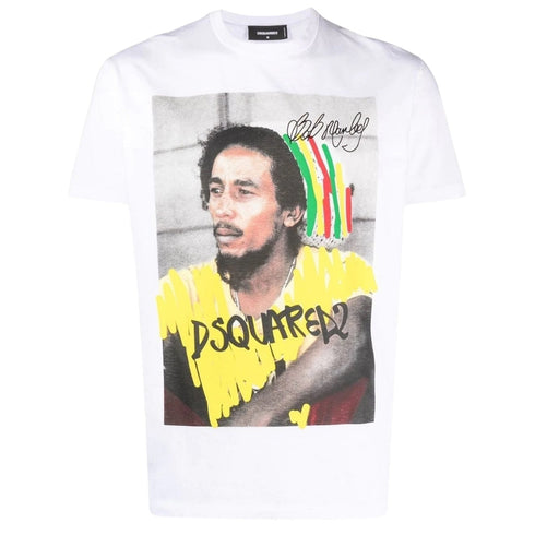Dsquared2 Cool Fit Bob Marley Logo White T-Shirt XS