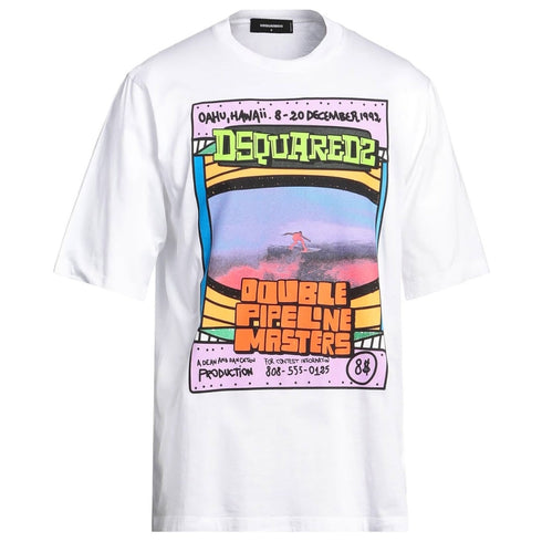 Dsquared2 Double Pipeline Masters Design Skater Fit White T-Shirt S
