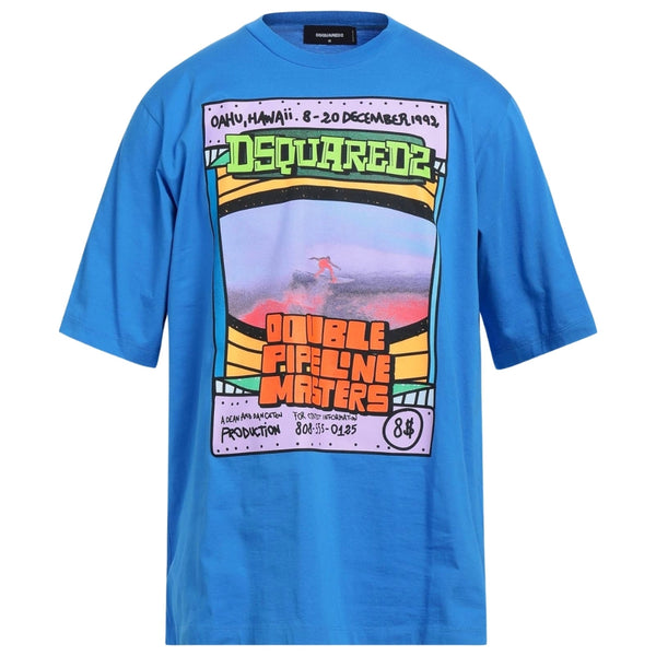 Dsquared2 Double Pipeline Masters Design Skater Fit Blue T-Shirt S