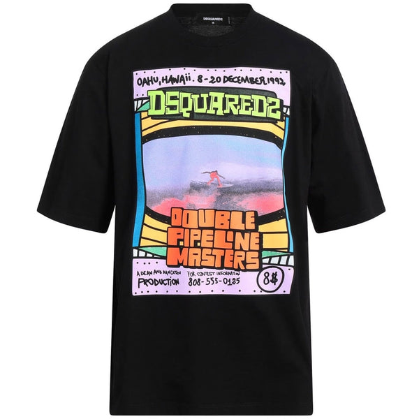 Dsquared2 Double Pipeline Masters Design Skater Fit Black T-Shirt L