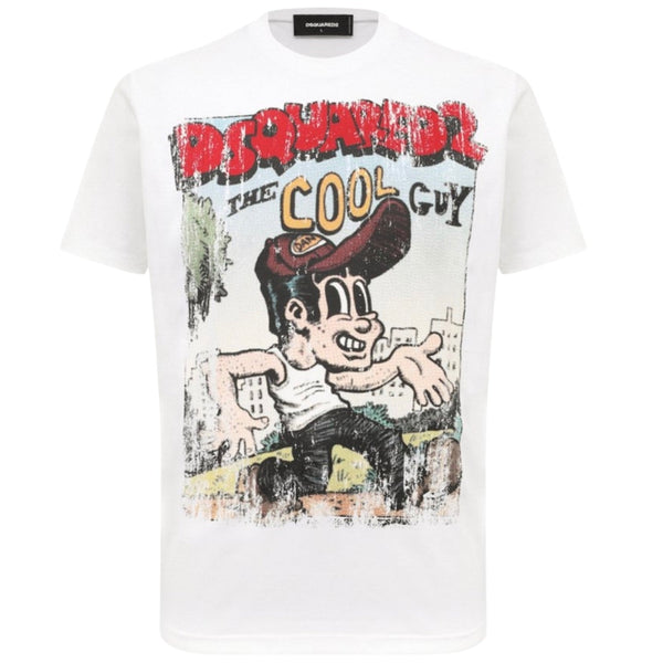 DSQUARED2 Cigarette Fit The Cool Guy Print White T-Shirt M