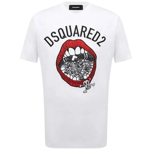 DSQUARED2 Branded Mouth Graphic White T-Shirt XS