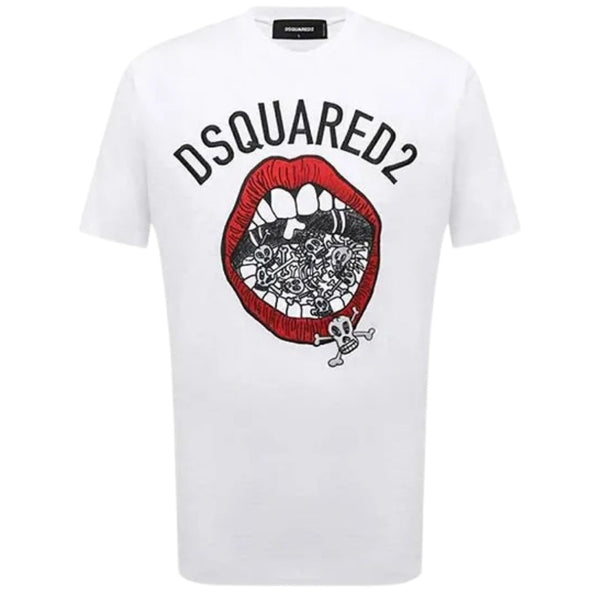 DSQUARED2 Branded Mouth Graphic White T-Shirt XS
