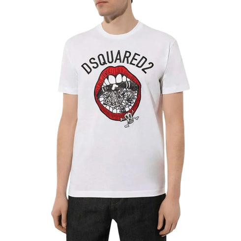DSQUARED2 Branded Mouth Graphic White T-Shirt XS