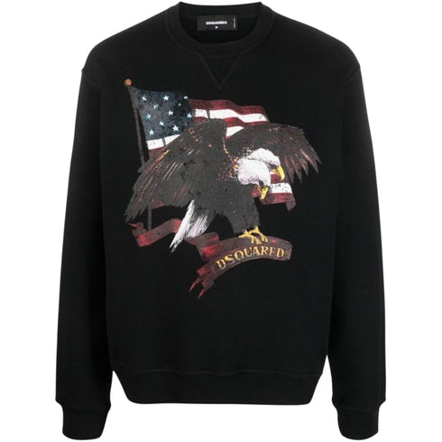 DSQUARED2 American Eagle Motif Black Crew Neck Jumper M