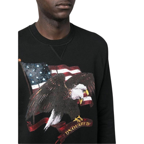 DSQUARED2 American Eagle Motif Black Crew Neck Jumper M