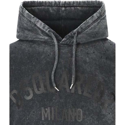 DSQUARED2 Milano Destroyed Faded Look Grey Hoodie S