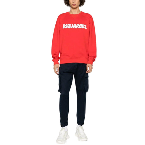 Dsquared2 Cool Fit Sketch Logo Red Crew Neck Jumper M