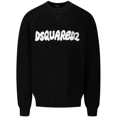 Dsquared2 Cool Fit Sketch Logo Black Crew Neck Jumper XXL