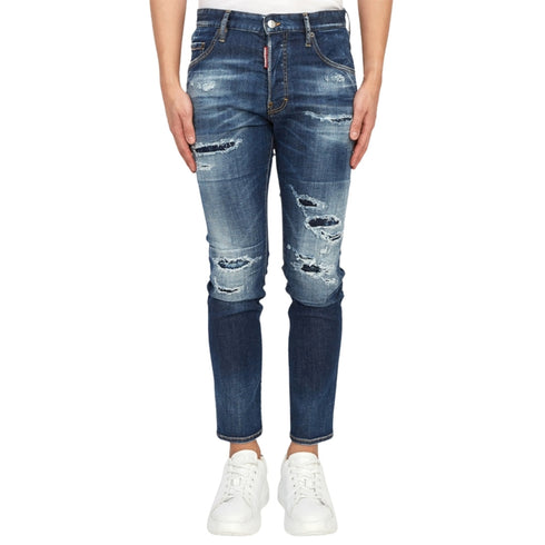 Dsquared2 Skater Jean Destroyed Reinforced Denim Blue Jeans W28