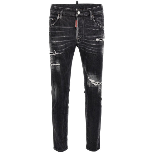 DSQUARED2 Skater Jean Destroyed Reinforced Denim Black Jeans W30