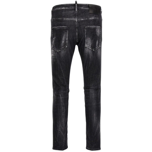 DSQUARED2 Skater Jean Destroyed Reinforced Denim Black Jeans W30