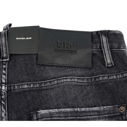 DSQUARED2 Skater Jean Destroyed Reinforced Denim Black Jeans W30