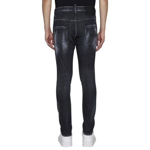 DSQUARED2 Skater Jean Destroyed Reinforced Denim Black Jeans W30