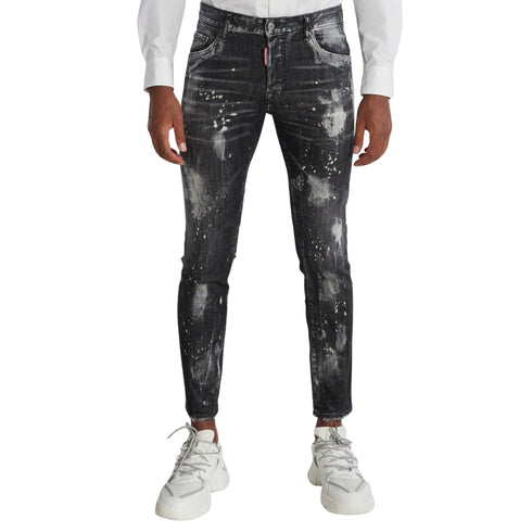 DSQUARED2 Skater Jean Paint Effect Black Denim Jeans W32