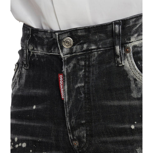 DSQUARED2 Skater Jean Paint Effect Black Denim Jeans W32