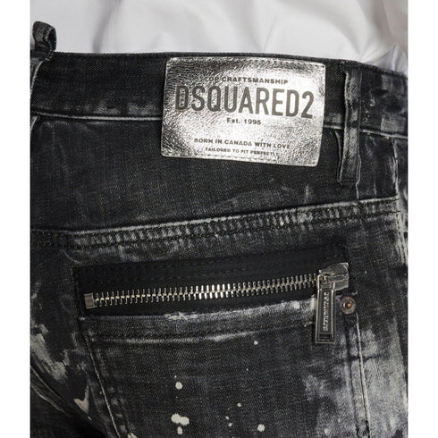 DSQUARED2 Skater Jean Paint Effect Black Denim Jeans W32