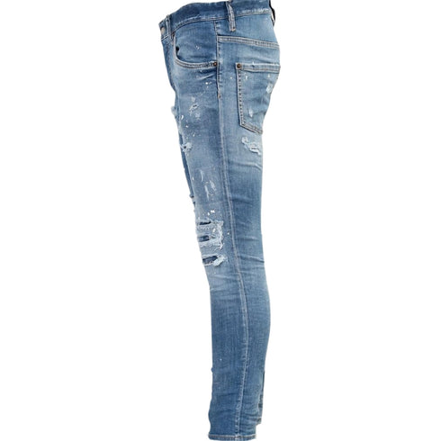 Dsquared2 Super Twinky Jean Paint Splash Reinforced Ripped Blue Jeans S71Lb1361 S30789 470