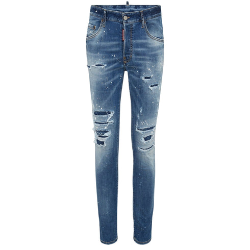 DSQUARED2 Skater Jean Destroyed Paint Effect Blue Jeans W34