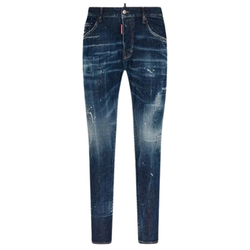 DSQUARED2 Skater Jean Destroyed Reinforced Patch Blue Jeans W34