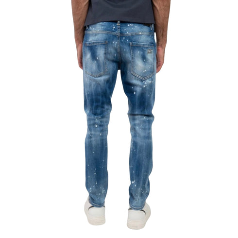 DSQUARED2 Skater Jean Faded Bleached Splash Effect Blue Jeans W34