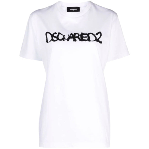 DSQUARED2 Graffiti Spray Logo White T-Shirt XS