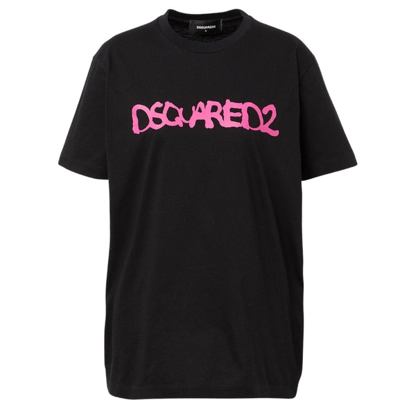 DSQUARED2 Graffiti Spray Logo Black T-Shirt XS