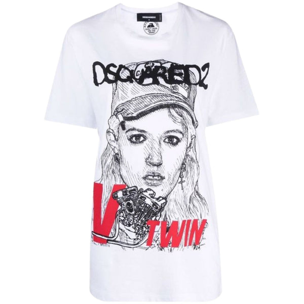DSQUARED2 V Twin Graphic White T-Shirt L