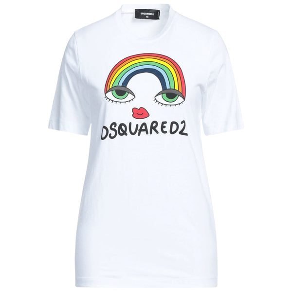 DSQUARED2 Rainbow Graphic White T-Shirt XS