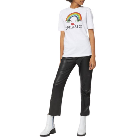 DSQUARED2 Rainbow Graphic White T-Shirt XS