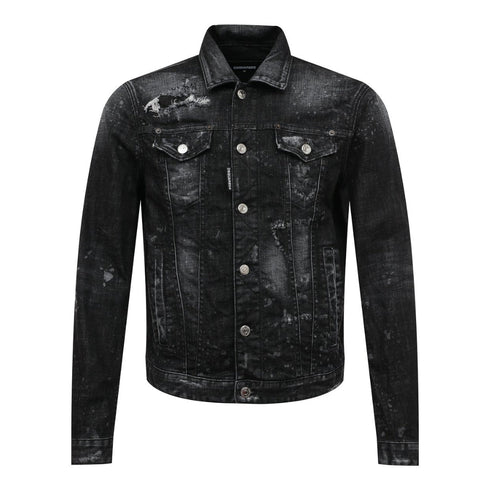 DSQUARED2 S74AM1307 S30357 DAN JEAN JACKET 900 BLACK DENIM JACKET Mens 48
