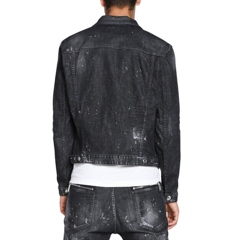 DSQUARED2 S74AM1307 S30357 DAN JEAN JACKET 900 BLACK DENIM JACKET Mens 48