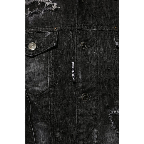 DSQUARED2 S74AM1307 S30357 DAN JEAN JACKET 900 BLACK DENIM JACKET Mens 48