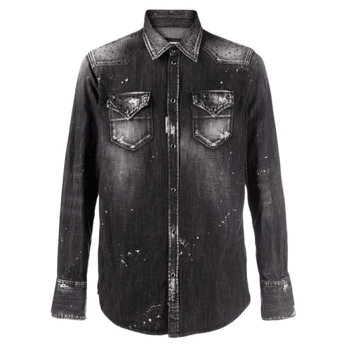 Dsquared2 S74Dm0628 S30826 Classic Western Shirt 900 Black Shirt Mens