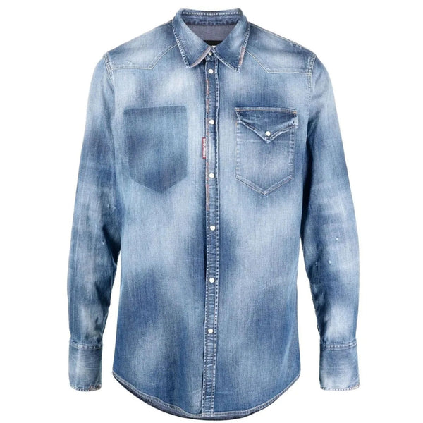 Dsquared2 S74Dm0637 S30341 Classic Western Shirt 470 Blue Navy Shirt Mens