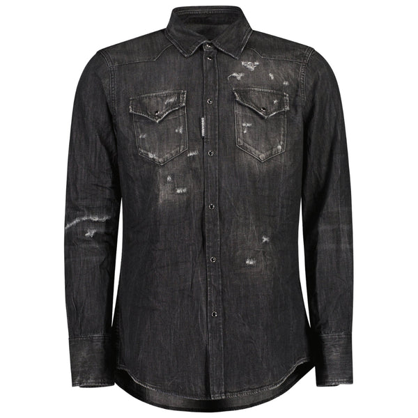 DSQUARED2 Classic Western Worn Denim Black Shirt W30